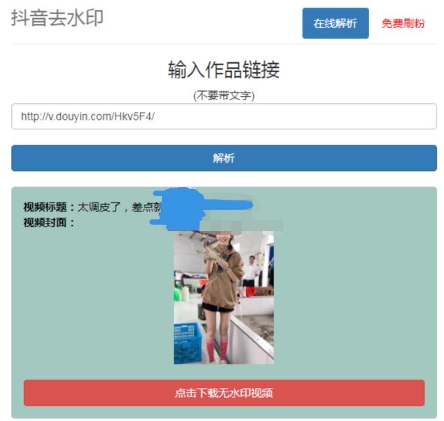 抖音在线去水印网站PHP源码-七友源码