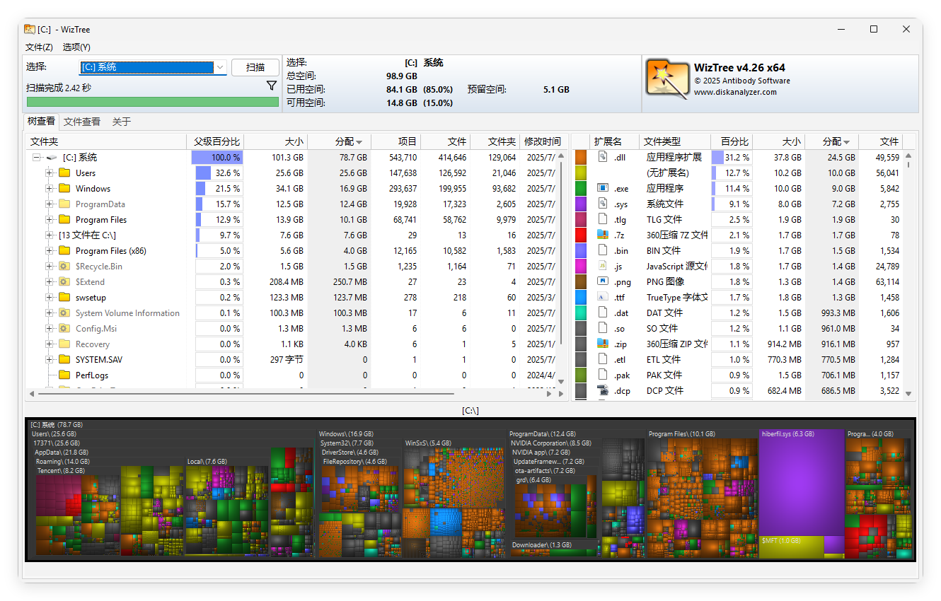 WizTree磁盘分析工具v4.26便携版-七友源码