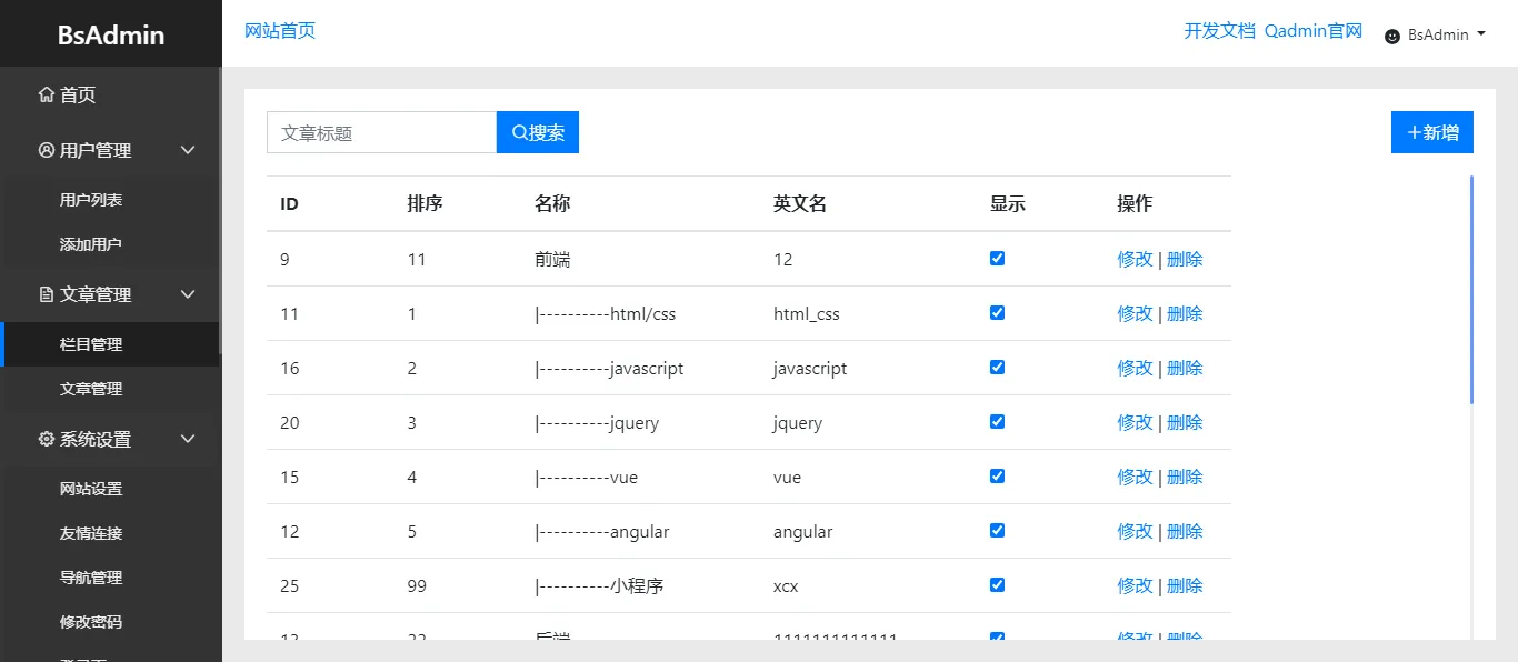 bsadmin(基于Bootstrap4构建的后台模板) bsadmin(基于Bootstrap4构建的后台模板)
